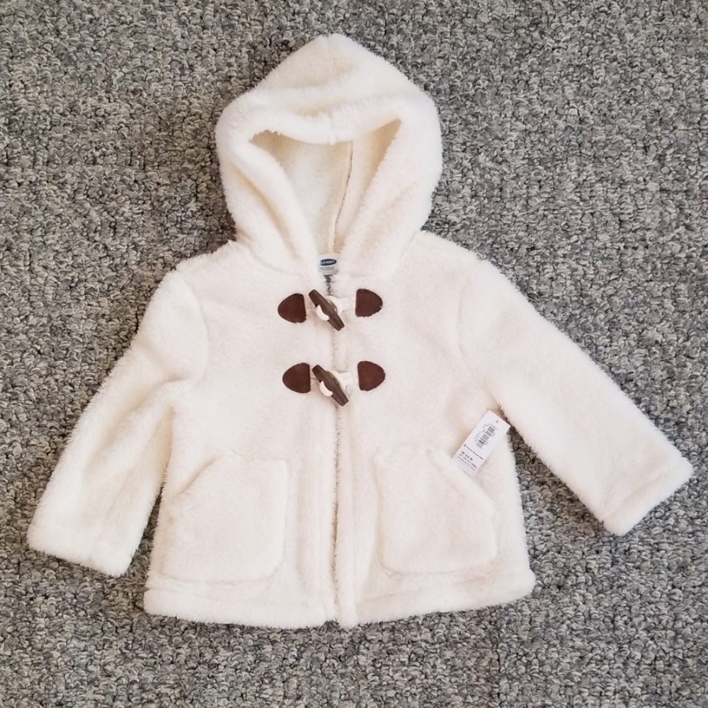 Baby faux fur coat with hoodie. NWT